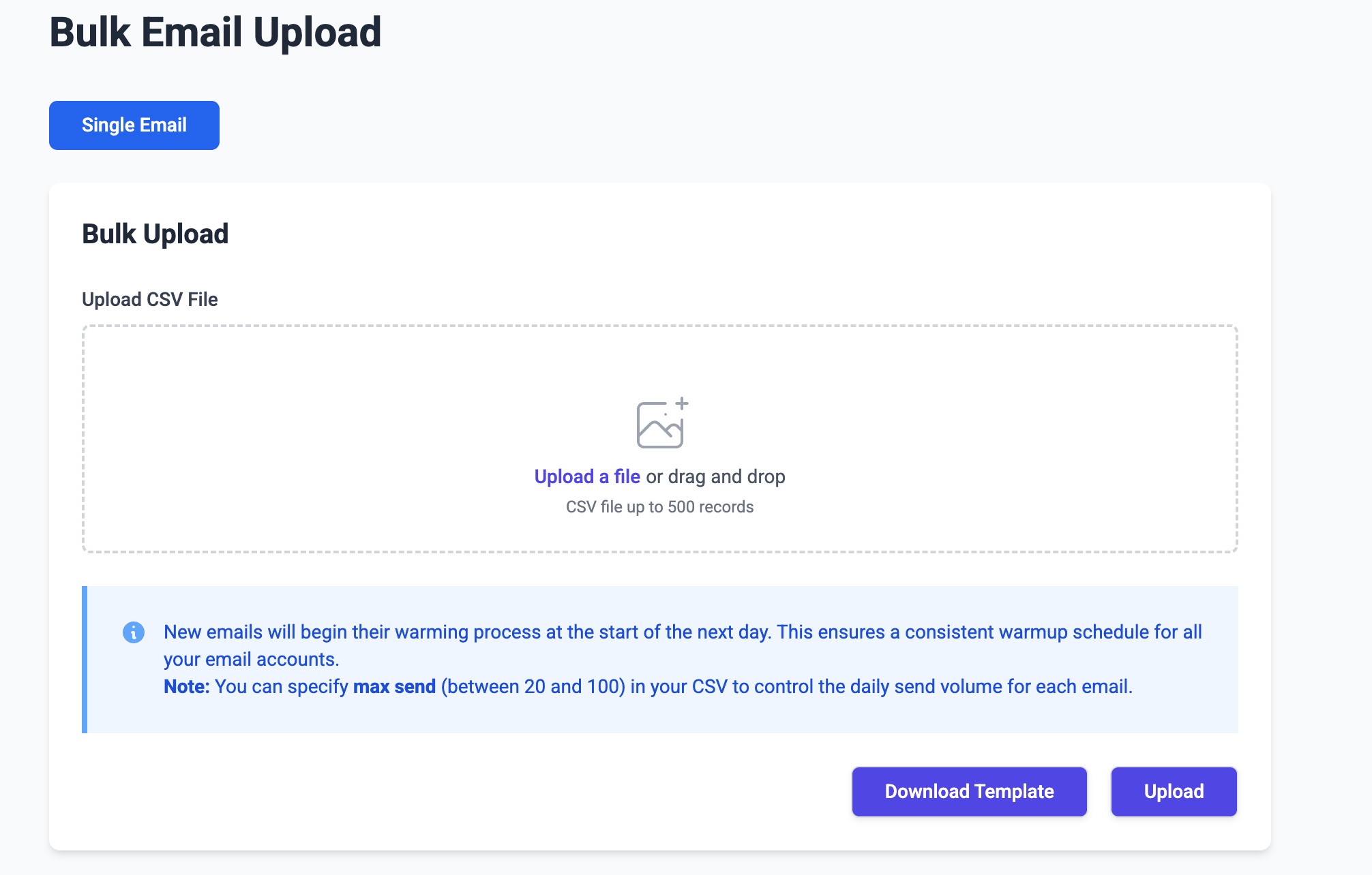 Bulk Email Upload